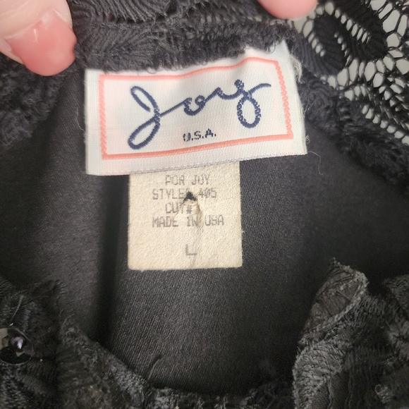 Vintage Black Lace Crop Top with 3/4 Lace Sleeves | Large | Whimsigoth - Picture 9 of 11